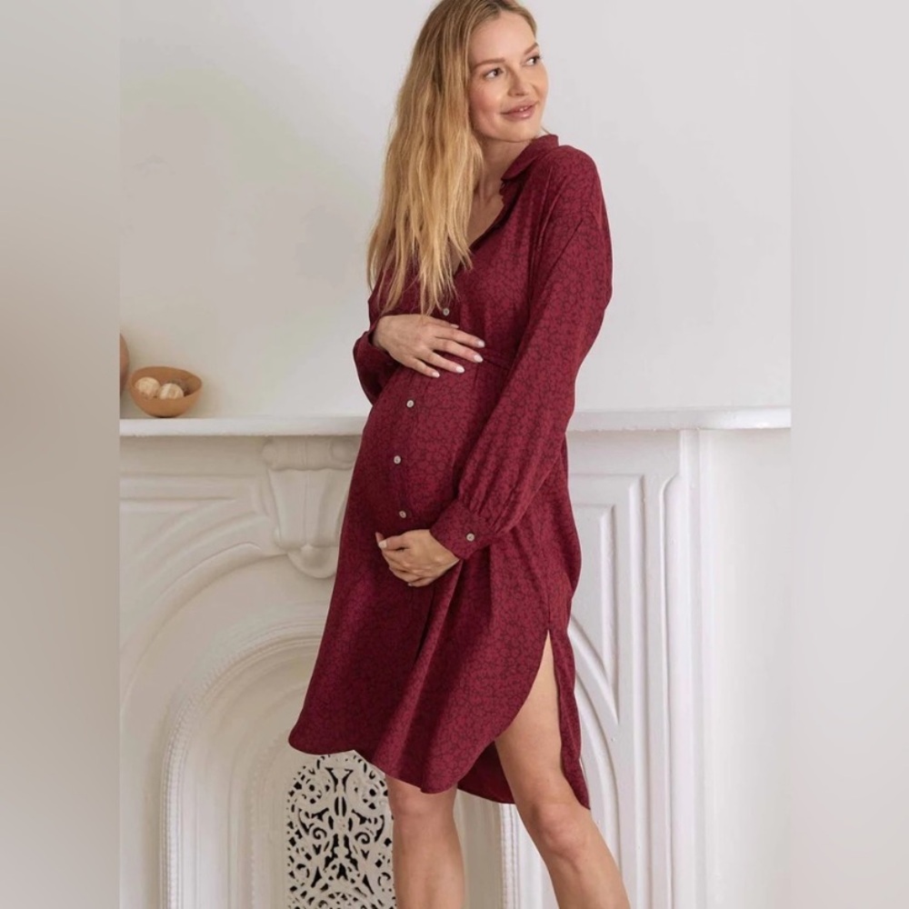 HATCH - The Kaia Shirtdress - Mauve Floranimal/Red - Size 1